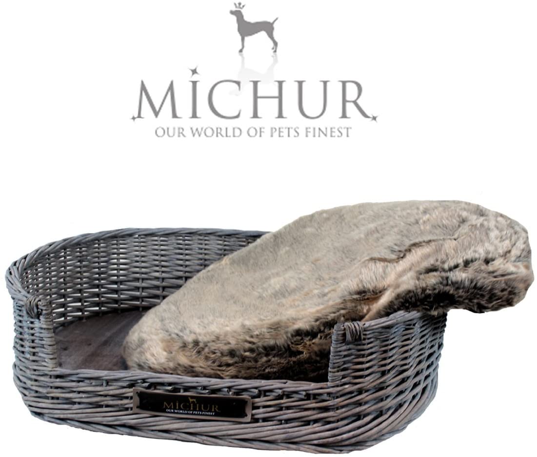  MICHUR Grace, Cama para Perros, Cama para Gatos, Canasta para Perros, Sofá para Perros, Sauce, Malaca, Gris, Disponible en Diferentes tamaños. 