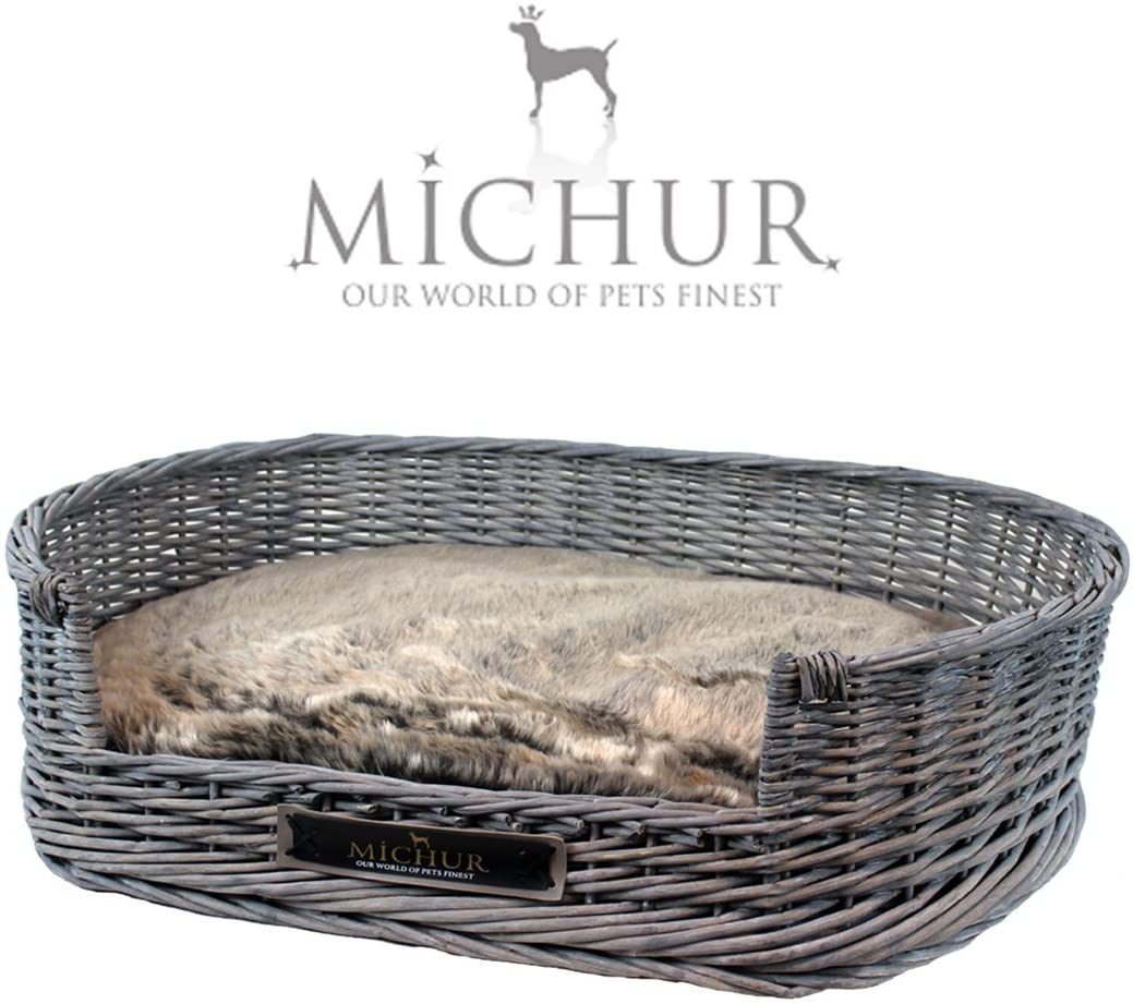  MICHUR Grace, Cama para Perros, Cama para Gatos, Canasta para Perros, Sofá para Perros, Sauce, Malaca, Gris, Disponible en Diferentes tamaños. 