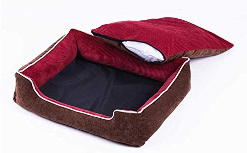  Midiao Perro Transpirable Cama BiteWear Resistente Gato Cama del Animal doméstico a Prueba de Humedad Duradero Cama Cojines Desmontable Jaula cómodo del Perro casero o cajón, Vino Tinto, 70cm 