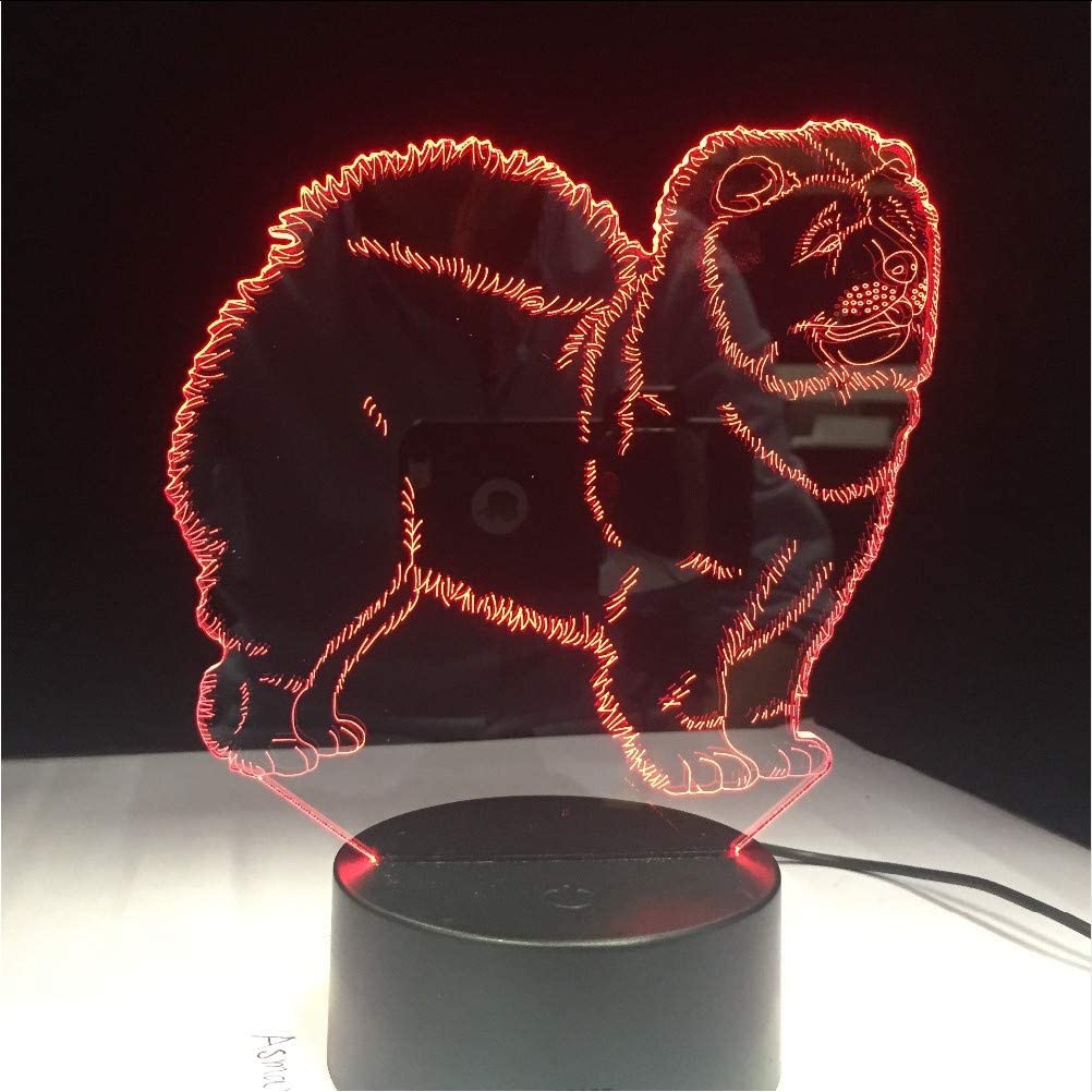  Mmzki Chow Chow Dog Lámpara 3D Luz Nocturna Juguete Para Niños Led Lámpara De Mesa Táctil 3D 7 Colores Intermitentes Luz Led Decoraciones De Navidad Para El Hogar [Clase de eficiencia energética A]