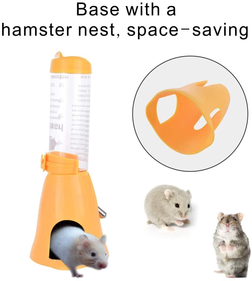  MOACC Hamster Botella de Agua Alimentador Automático Dispensador de Agua para Ratas, Cobayas, Hurones, Conejos, Pequeños Animales, 125ml, Amarillo 