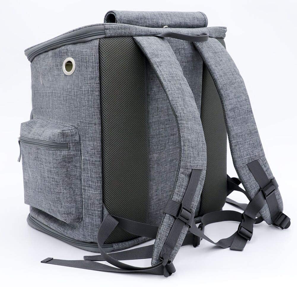  Mochila Extra Grande Para Mascotas, Perros Y Gatos Mochila Viaje Mascotas Portátil Transpirable Fácil De Limpiar Lino Portador Tela Oxford Gran Espacio Con Forros Absorbentes,Gray 