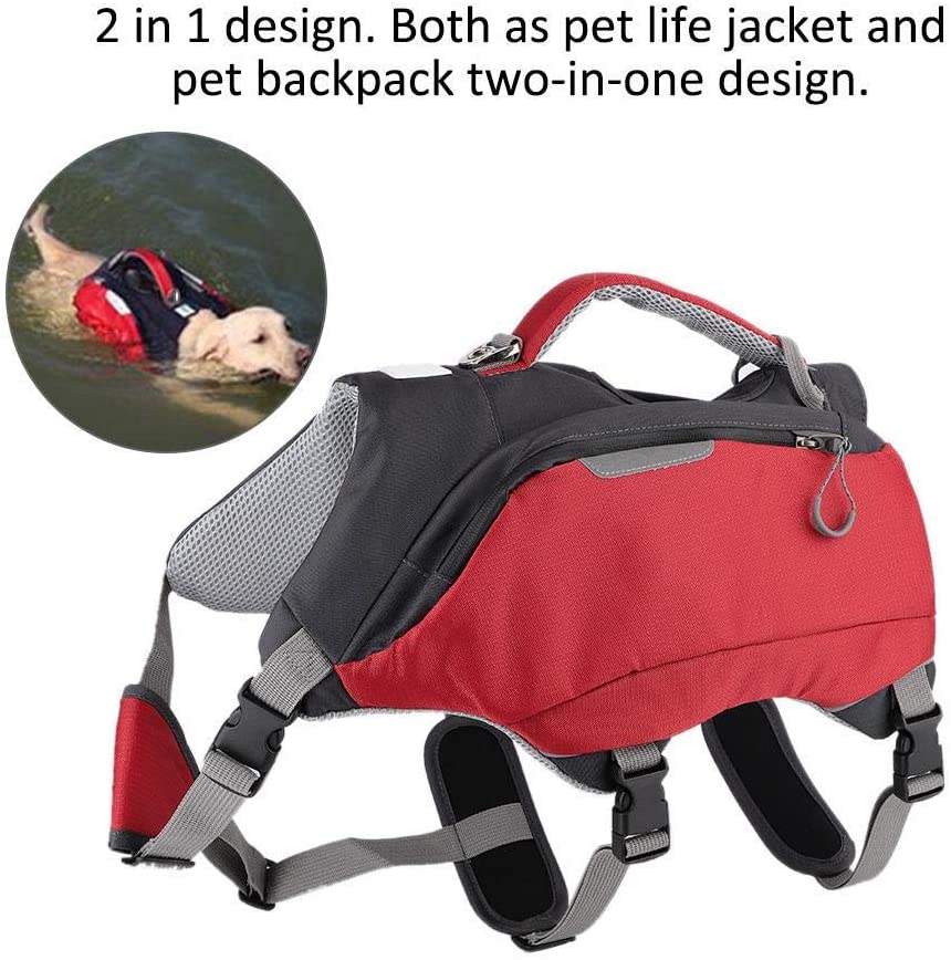  Mochila para Mascotas, Entrenamiento al Aire Libre Duradero 2 en 1 Alforjas Paquetes de Viaje para Perros medianos y Grandes(L) 