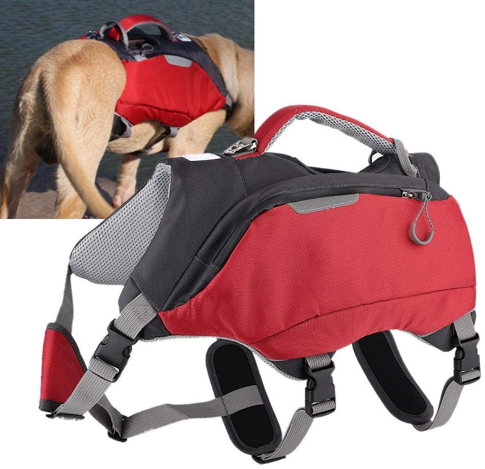  Mochila para Mascotas, Entrenamiento al Aire Libre Duradero 2 en 1 Alforjas Paquetes de Viaje para Perros medianos y Grandes(L) 