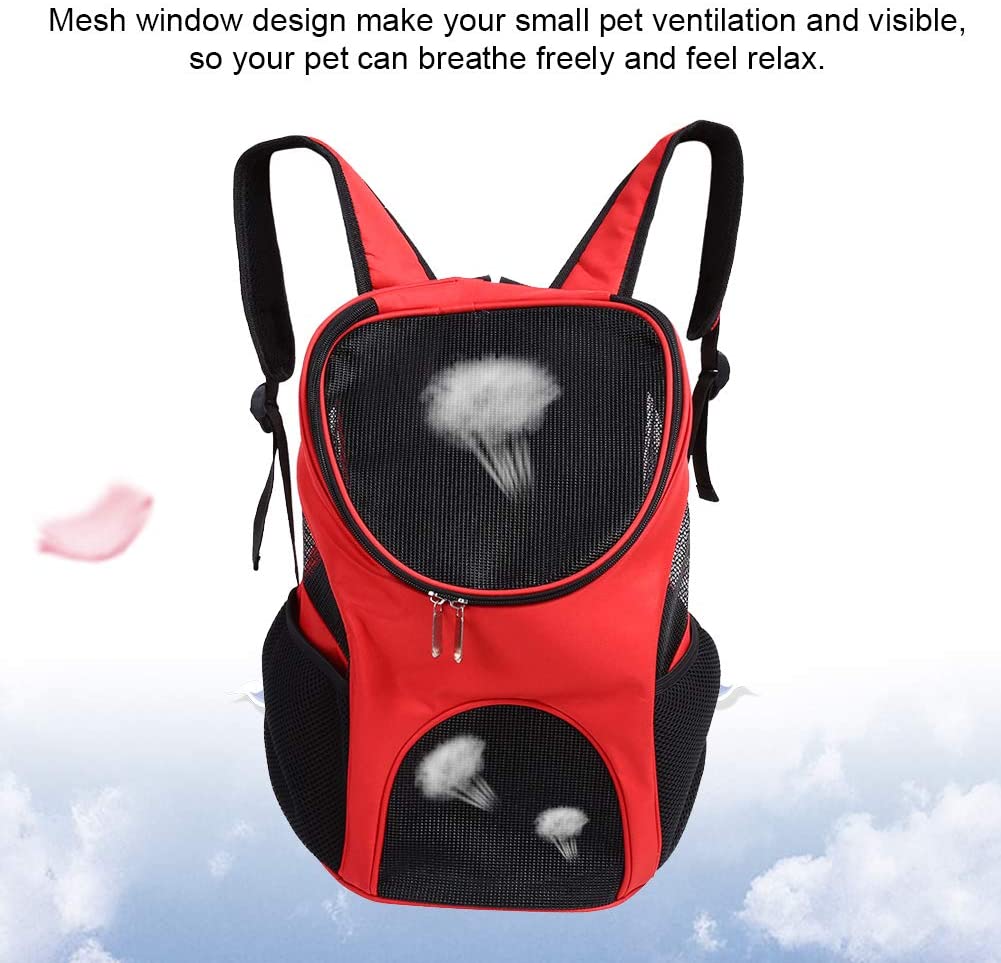  Mochila portadora de Perros, Manos Libres Ajustable Malla ventilada Caminata Senderismo Viajando Bolso Doble para Llevar Perros Mascotas Cachorro(Rojo) 