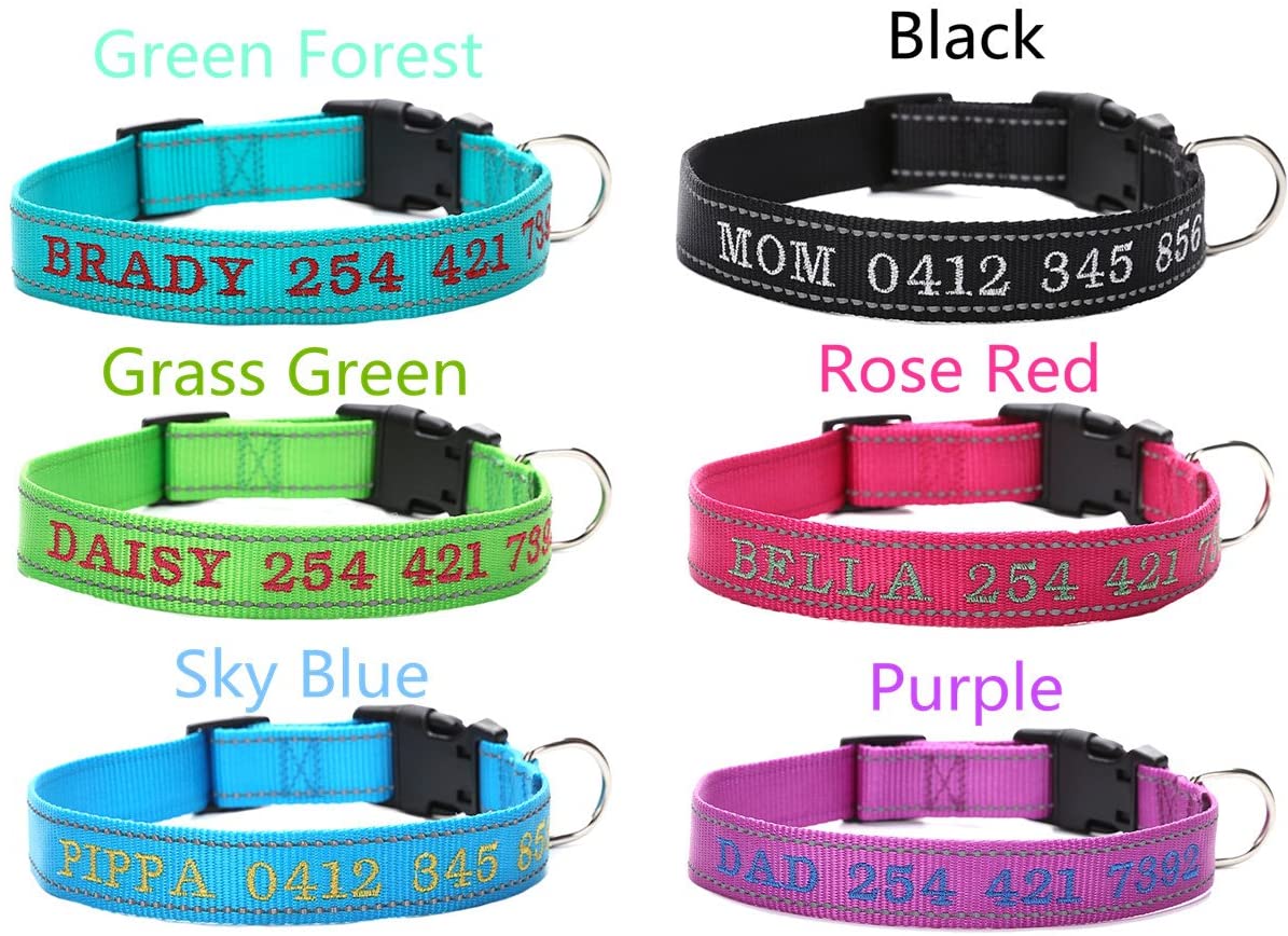  Moonpet Collar de Perro Personalizado - Collar de Perro con Nombre de Perro y número de teléfono-Reflexivo Ajustable Adecuado para Perros machos y Hembras pequeños, medianos y Grandes 