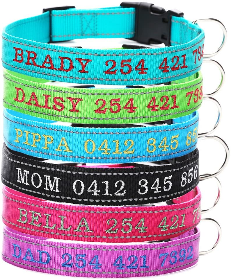  Moonpet Collar de Perro Personalizado - Collar de Perro con Nombre de Perro y número de teléfono-Reflexivo Ajustable Adecuado para Perros machos y Hembras pequeños, medianos y Grandes 