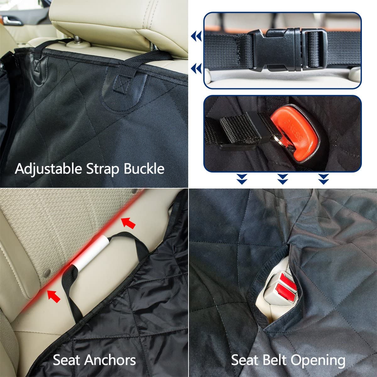  morpilot Funda Coche Perro, Cubierta Asiento Coche Perro Trasero Universal de Mascotas con 2 Cinturones de Seguridad, Impermeable para SUV, Camión, Transportar y Viaje 