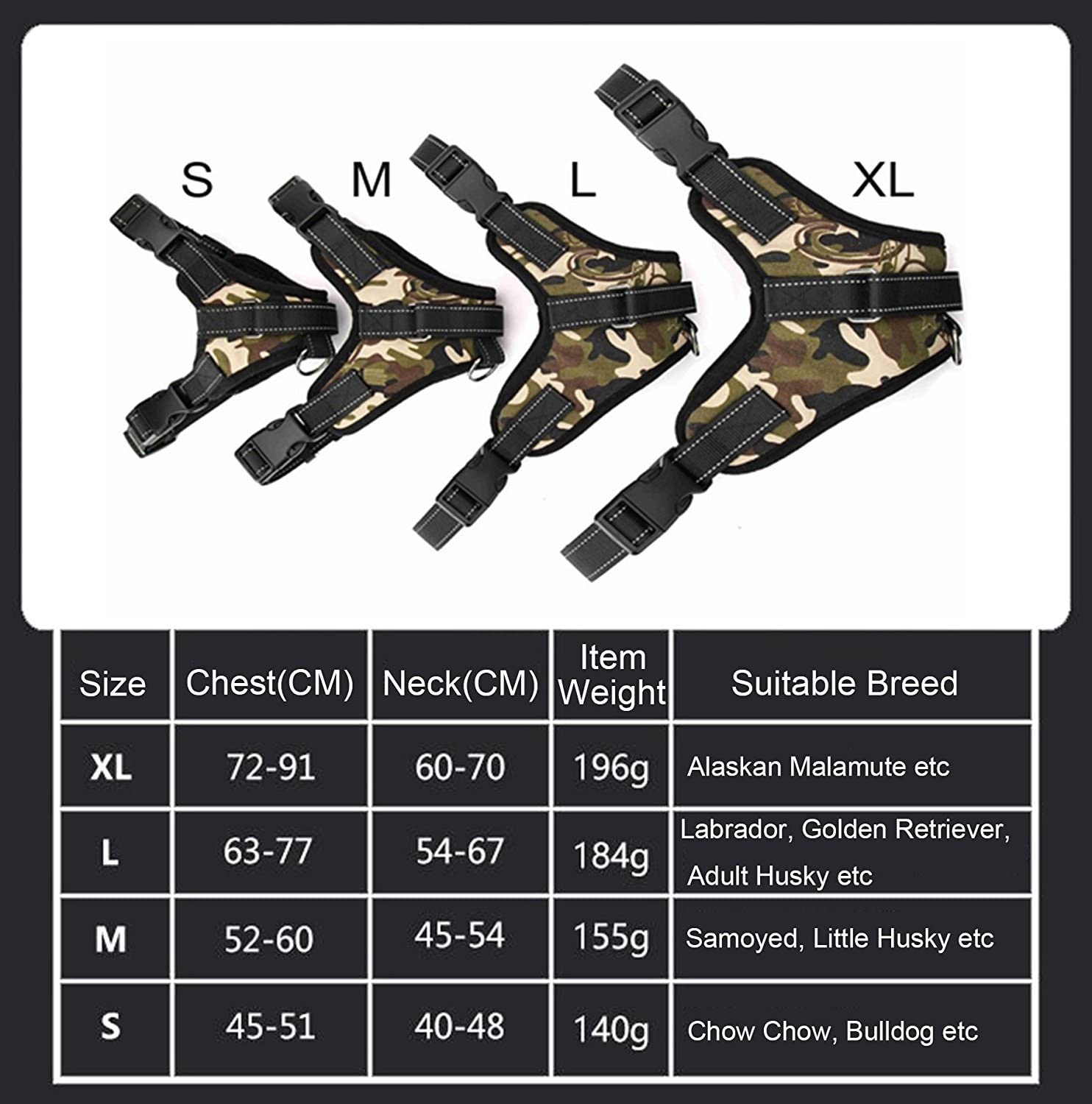  Motionjoy Nueva Suave Cómoda Acolchada Ajustable Mascota Pecho del Arnés del Chaleco para Mediano y Gran Tamaño Perro Formación o Caminar (Camo, M) 