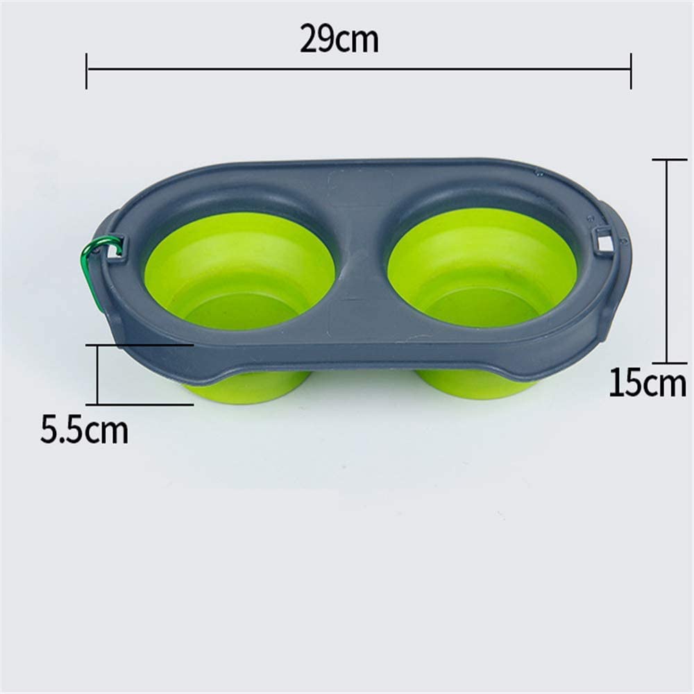  MYYXGS Alimentador de tazón Plegable 2 en 1 con mosquetón mosquetón Viaje al Aire Libre, portátil Plegable para Mascotas Perro Gato tazón Agua Comida 39 * 15 * 5.5cm 