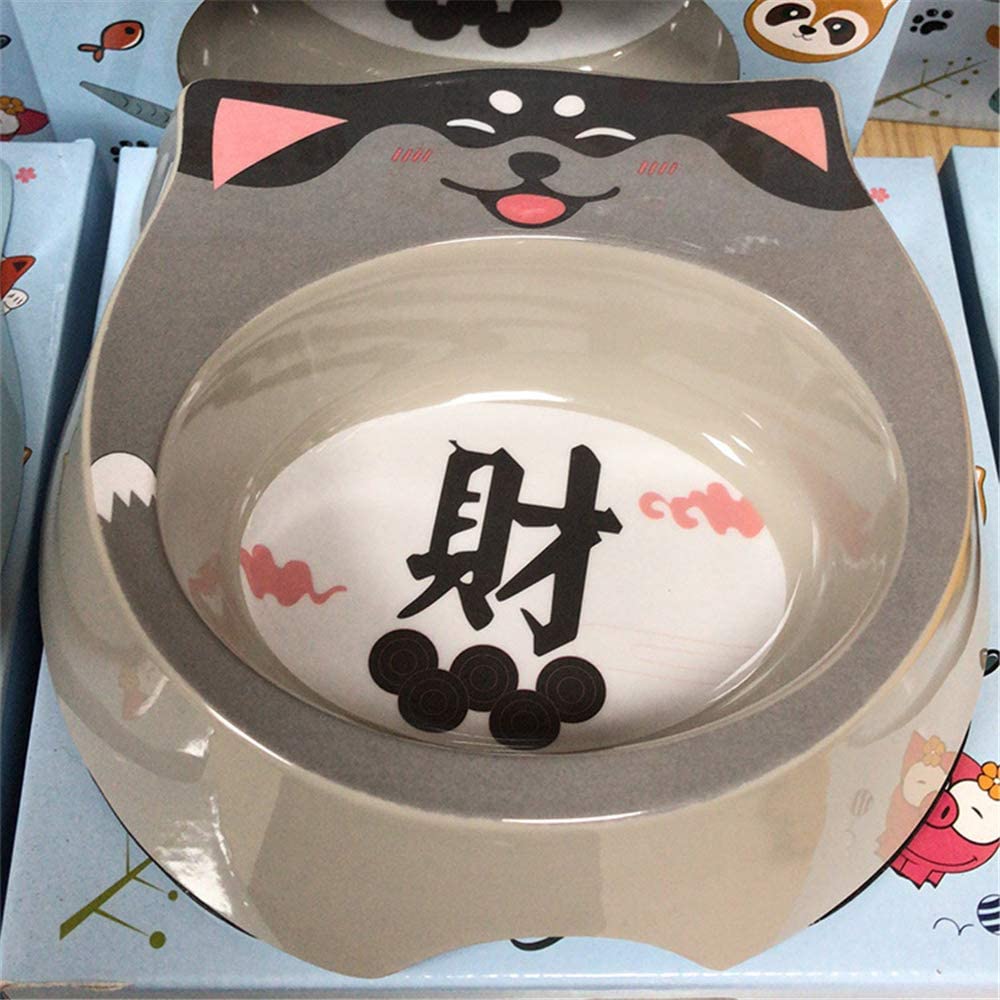  MYYXGS Tazón de Fuente de Dibujos Animados de un tazón japonés Doble tazón de Comida Gato y Perro tazón Adecuado para Gatos y Perros pequeños tazón Gato Conejo hámster Salud Ambiental 