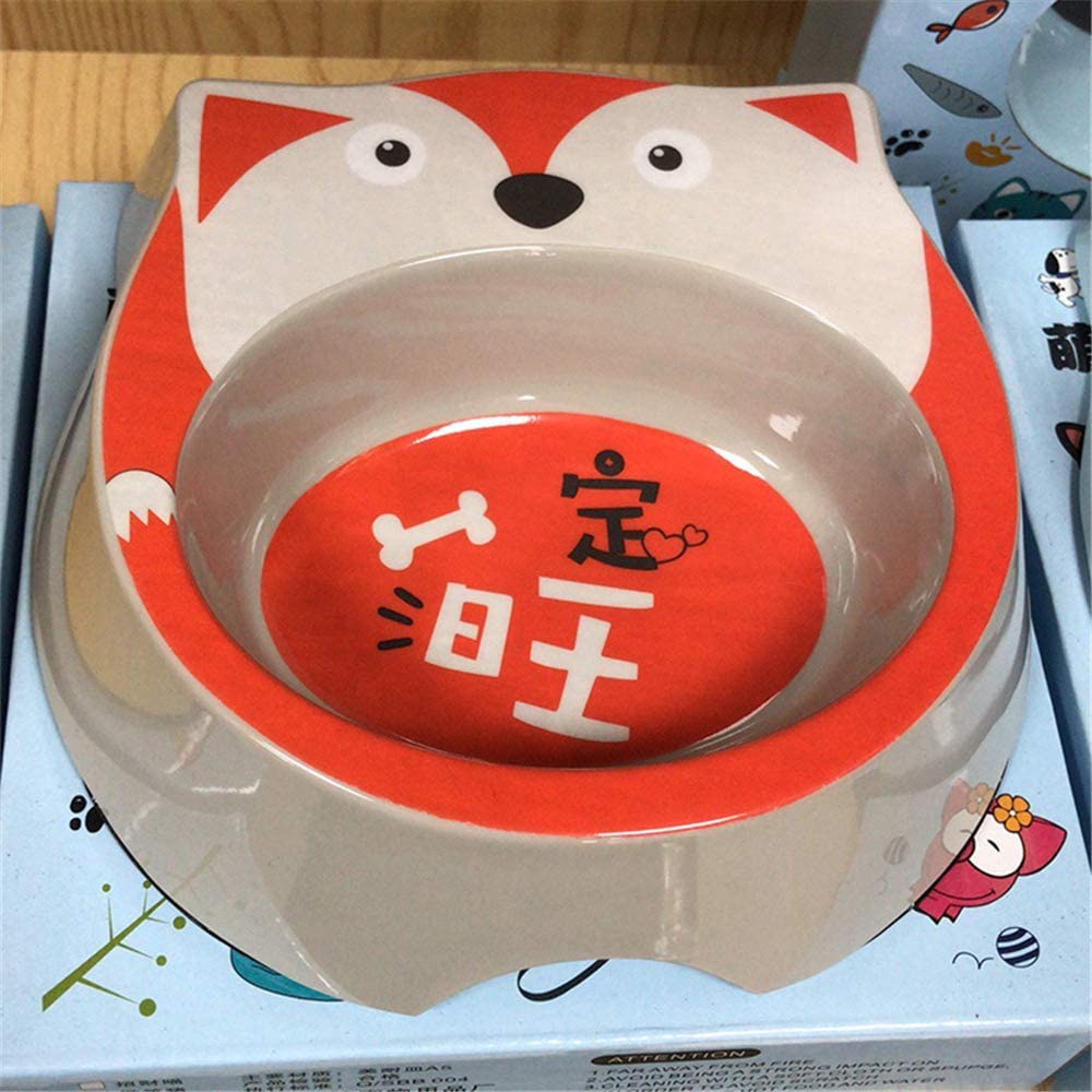  MYYXGS Tazón de Fuente de Dibujos Animados de un tazón japonés Doble tazón de Comida Gato y Perro tazón Adecuado para Gatos y Perros pequeños tazón Gato Conejo hámster Salud Ambiental 