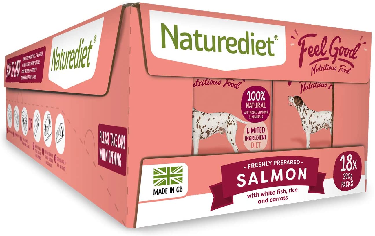  Naturediet Comida Húmeda Completa De Pescado Blanco Y Salmón Feel Good 390 G X 18 - Paquete de 18 x 416.67 gr - Total: 7500 gr 