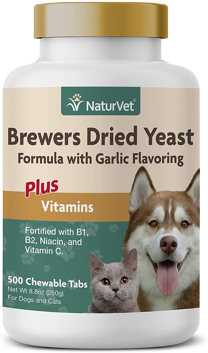  NaturVet LEVADURA DE Cerveza Seca Ajo Omega 3 y 6 Perros Gatos 500 Tabletas 