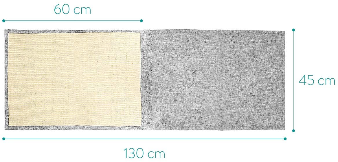  Navaris Rascador para Gatos - Protector contra arañazos de Gato y Perro - Afilador de uñas de sisal para Mascotas de 130 x 45CM en Gris Claro 