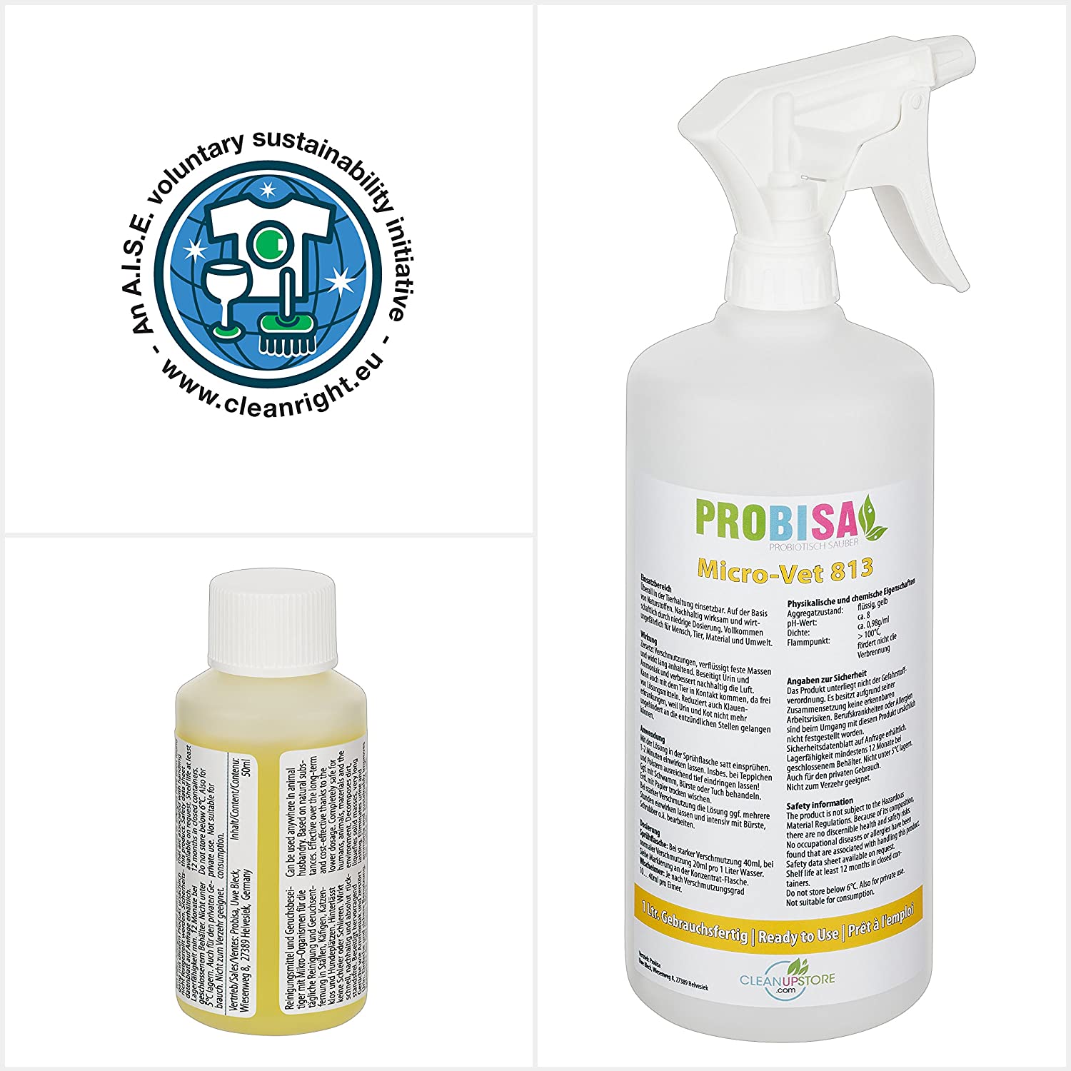  Neutralizadores de olor spray (Probisa Micro-Vet 813) de la orina del gato, perro y los roedores olores - y bio limpiador concentrado 40ml rendimiento 1-2 litros listos para usar asesino de olor / Removedor de olor 