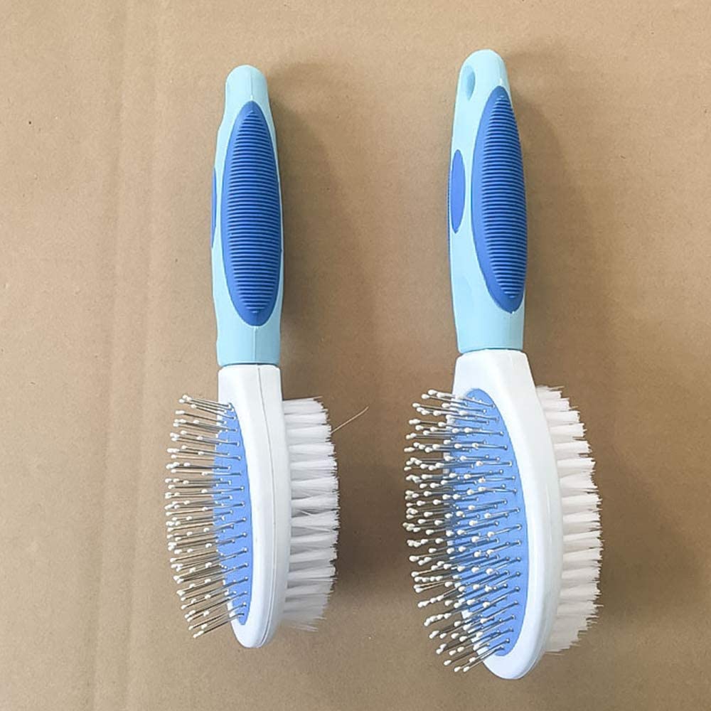  NiFuQin Cepillo de Cerdas Y Cerdas de Doble Cara para Peinar Y Peinar de Perros Y Gatos Limpia Las Mascotas Elimina Los Desechos Y la Suciedad para el Cabello Corto, Mediano o Largo,Blue,S 