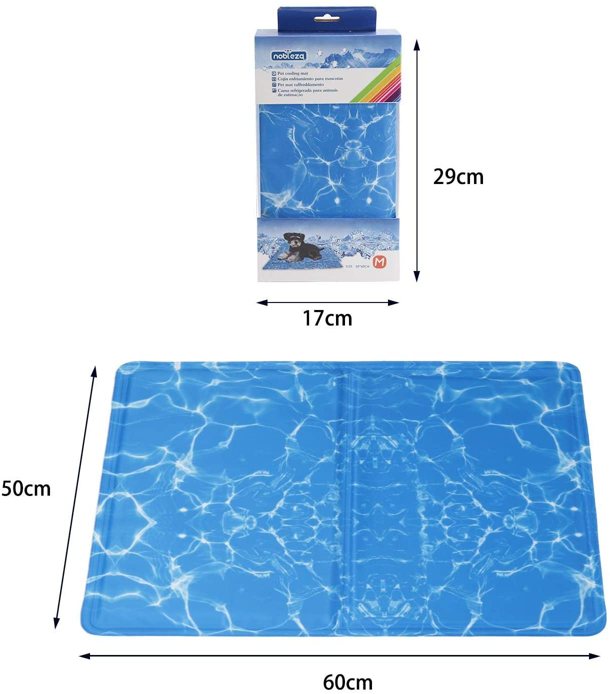  Nobleza – Alfombrilla refrescante para Mascotas Grandes. Auto refrigerante No tóxico. Ideal para para Perros, Gatos en Verano. 60 * 50 cm, Color Azul 