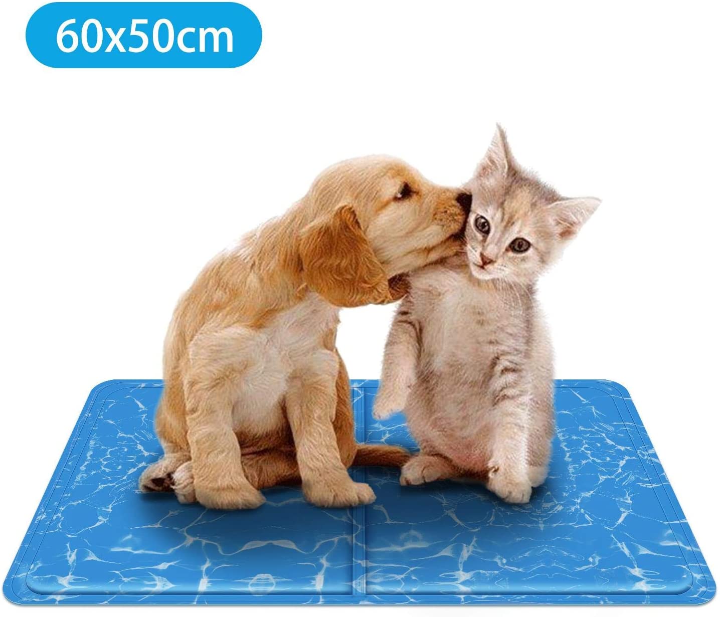  Nobleza – Alfombrilla refrescante para Mascotas Grandes. Auto refrigerante No tóxico. Ideal para para Perros, Gatos en Verano. 60 * 50 cm, Color Azul 