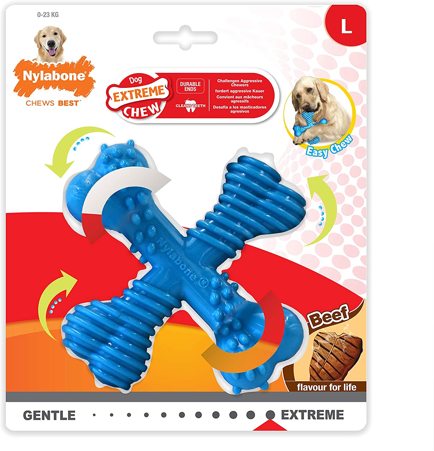  Nylabone - Juguete mordedor para perro, sabor a carne de vacuno, talla L 