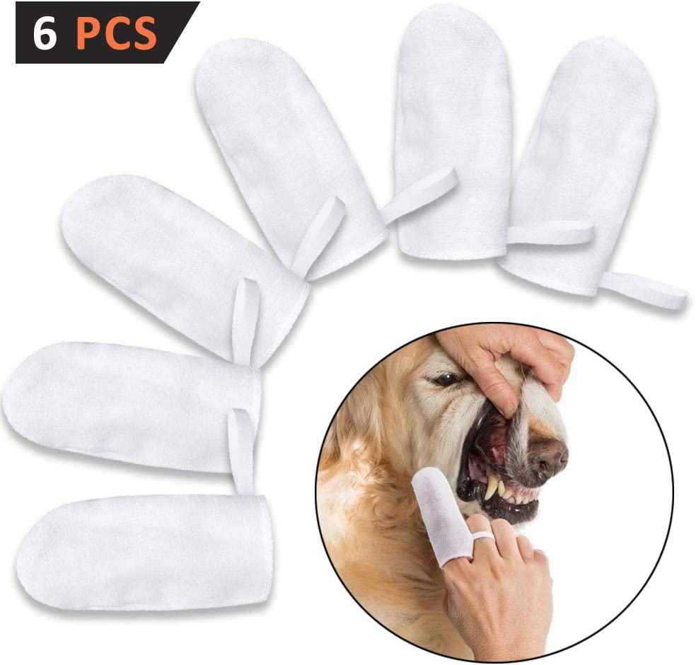  One Barleycorn – 6 Piezas Cepillos de Dedos de Algodón para Perros y Gatos, Limpiador de Dientes para Mascotas, Cuidado Dental 