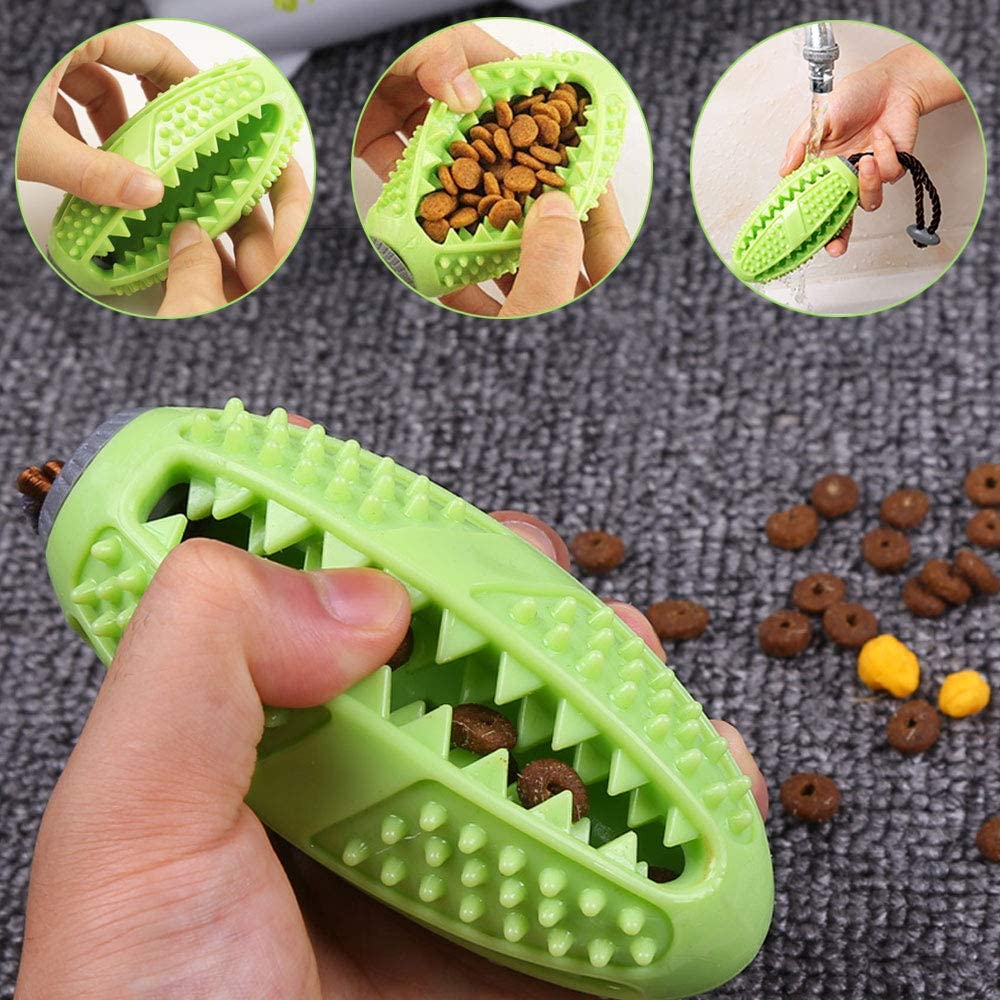  onebarleycorn – Cepillo de Dientes para Perro, Juguete para Masticar Pelota de Entrenamiento para Cachorros Cuidado Dental Limpieza de Dientes no tóxica Goma Natural Resistente a mordidas (Verde) 