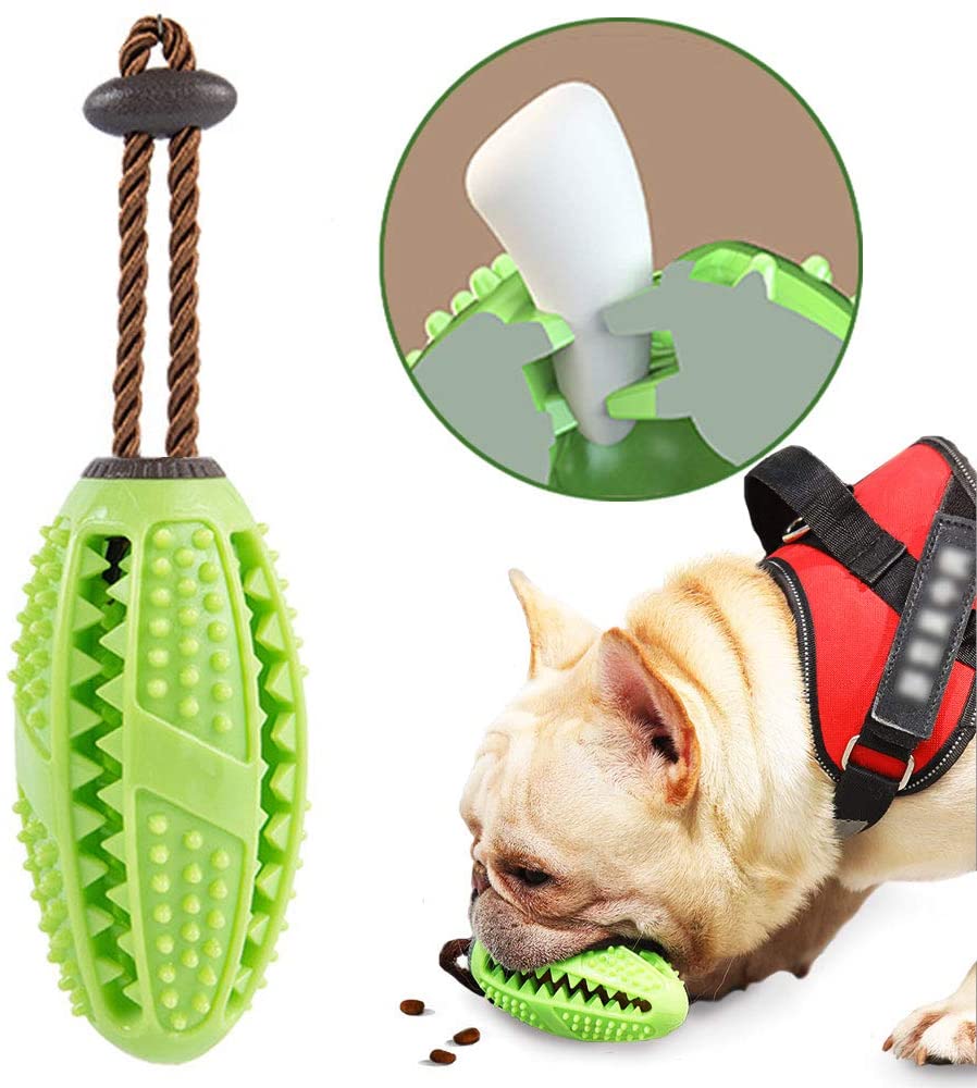  onebarleycorn – Cepillo de Dientes para Perro, Juguete para Masticar Pelota de Entrenamiento para Cachorros Cuidado Dental Limpieza de Dientes no tóxica Goma Natural Resistente a mordidas (Verde) 