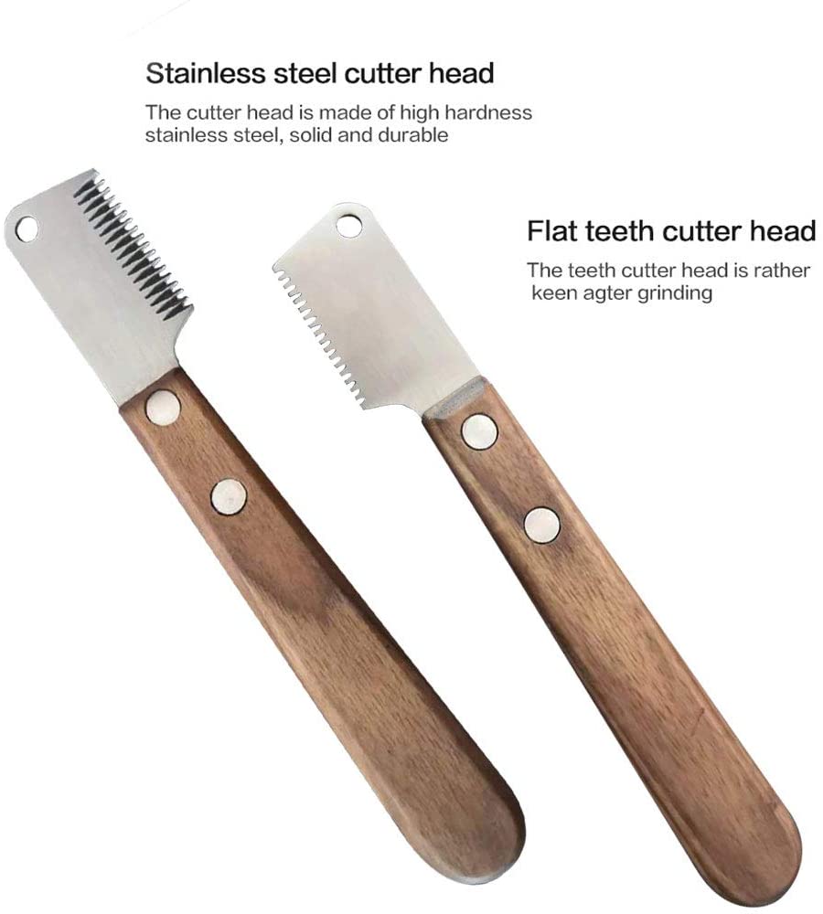  onebarleycorn – Cuchillo pelador Profesional para Perros, Mango de Madera ergonómico Herramienta de Aseo para Mascotas para Zurdos 