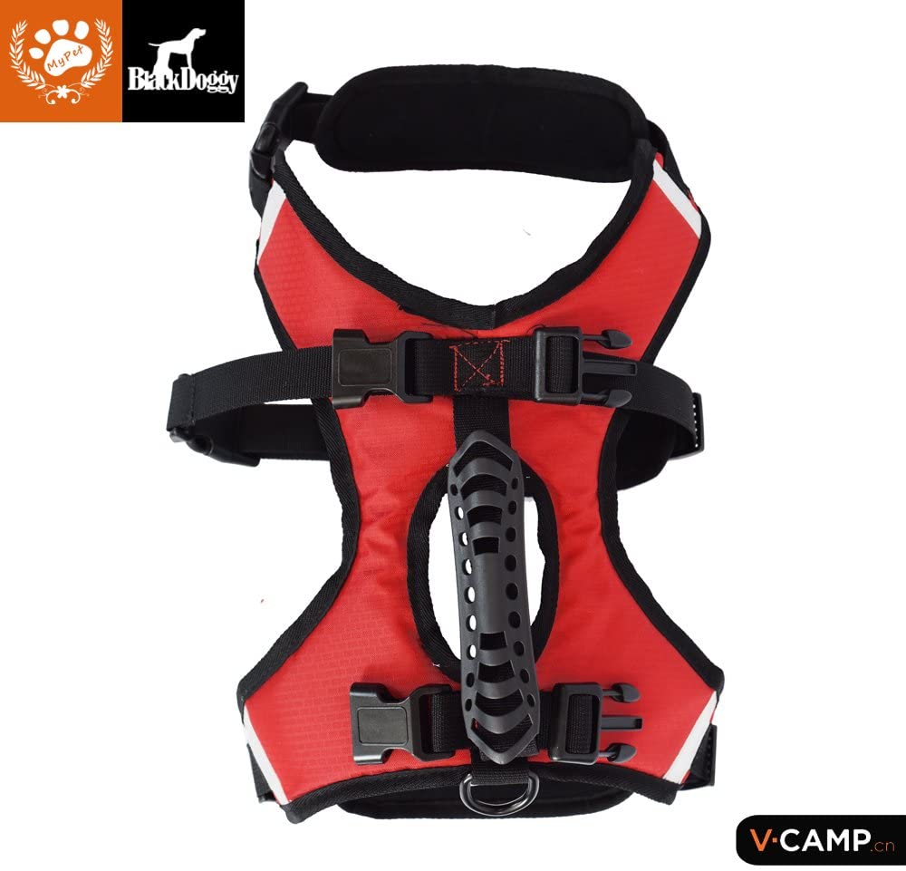  PALMFOX 1 Pcs 2 En 1 Mochila para Perros Impermeable Pet Saddlebag Vest ArnéS Hound Hiking Gear, Reflectante Seguridad Alforja Ajustable con 2 Paquetes ExtraíBles Rojo M 