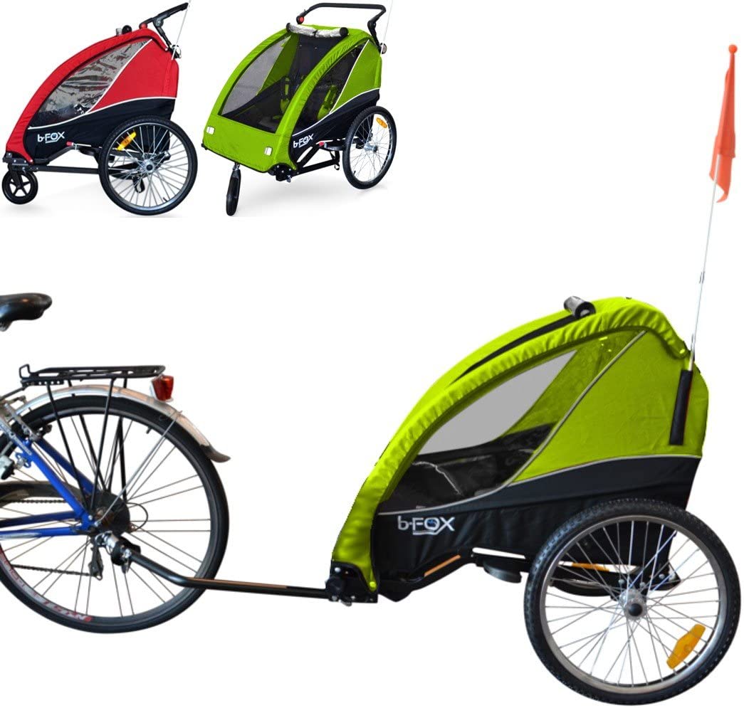  Papilioshop B-Fox Fox - Remolque de bicicleta, para el transporte de 2 niños: Cochecito con ruedas delanteras giratorias, para niños, plegable 