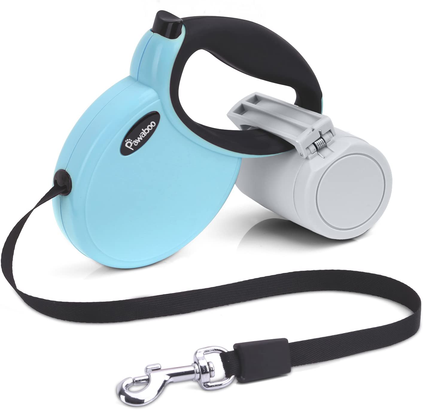  Pawaboo Correa de Perro - 5M / 16.4 FT Automático Retráctil Pet Dog Cat Leash Cuerda de Tracción con Botón de Interrupción con Bloqueo, Talla Chica, Azul 