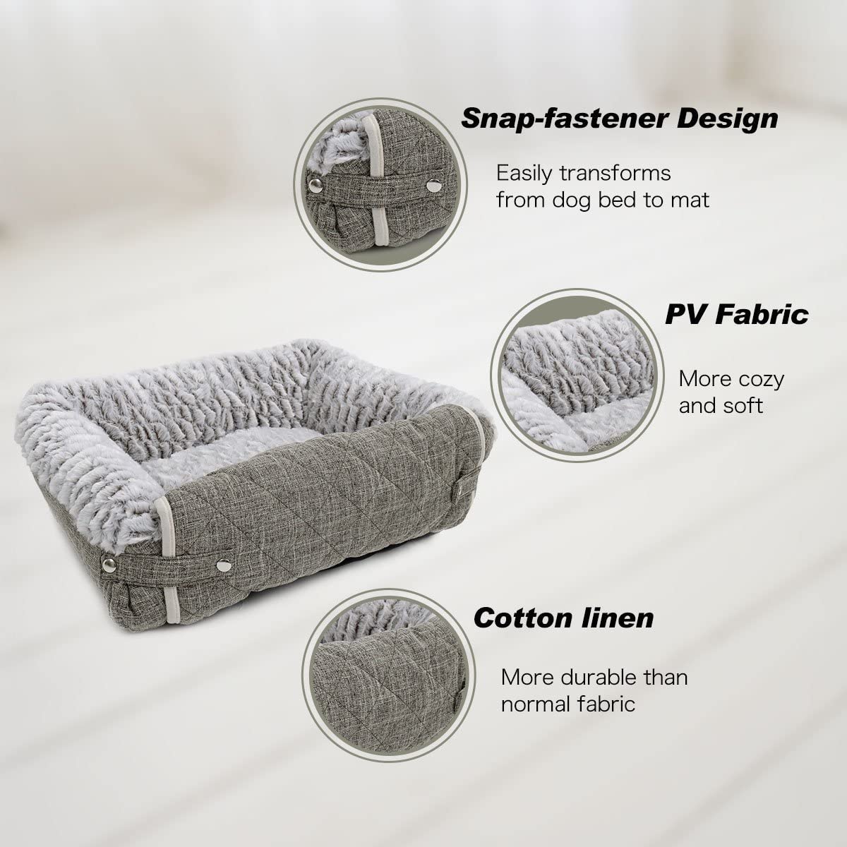  PAWZ Road Alfombrilla Plegable y Lavable de 3 en 1 para sofá de Perro con Almohadilla de Almohada, sofá Multifuncional para Perros y Gatos, Color Gris 