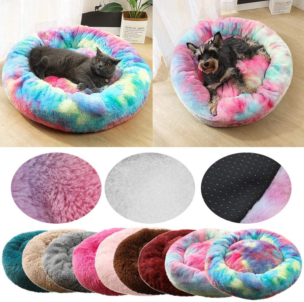  PENVEAT Kennel Dog Pet Mat Warming Almohada Redonda Peluche Kennel Dogs Cama Suave Cama para Gatos Cama para Dormir Casa Suministros para Mascotas Cama Cachorro, C, XL 60x20cm, China 