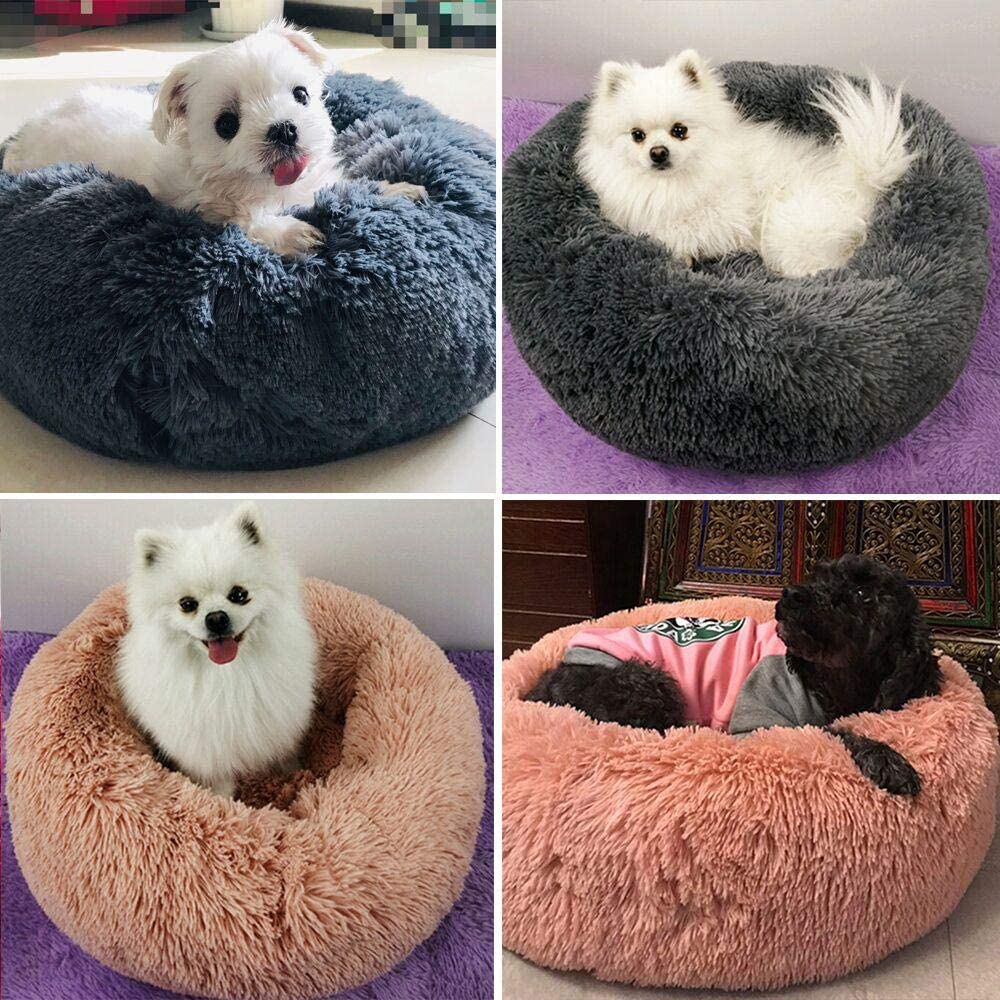  PENVEAT Kennel Dog Pet Mat Warming Almohada Redonda Peluche Kennel Dogs Cama Suave Cama para Gatos Cama para Dormir Casa Suministros para Mascotas Cama Cachorro, C, XL 60x20cm, China 