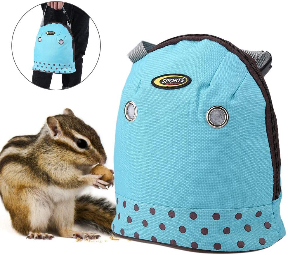  Pequeño Animal doméstico portátil Bolsa de Animales Ardilla de hámster Bolsas de Viaje al Aire Libre(Azul) 