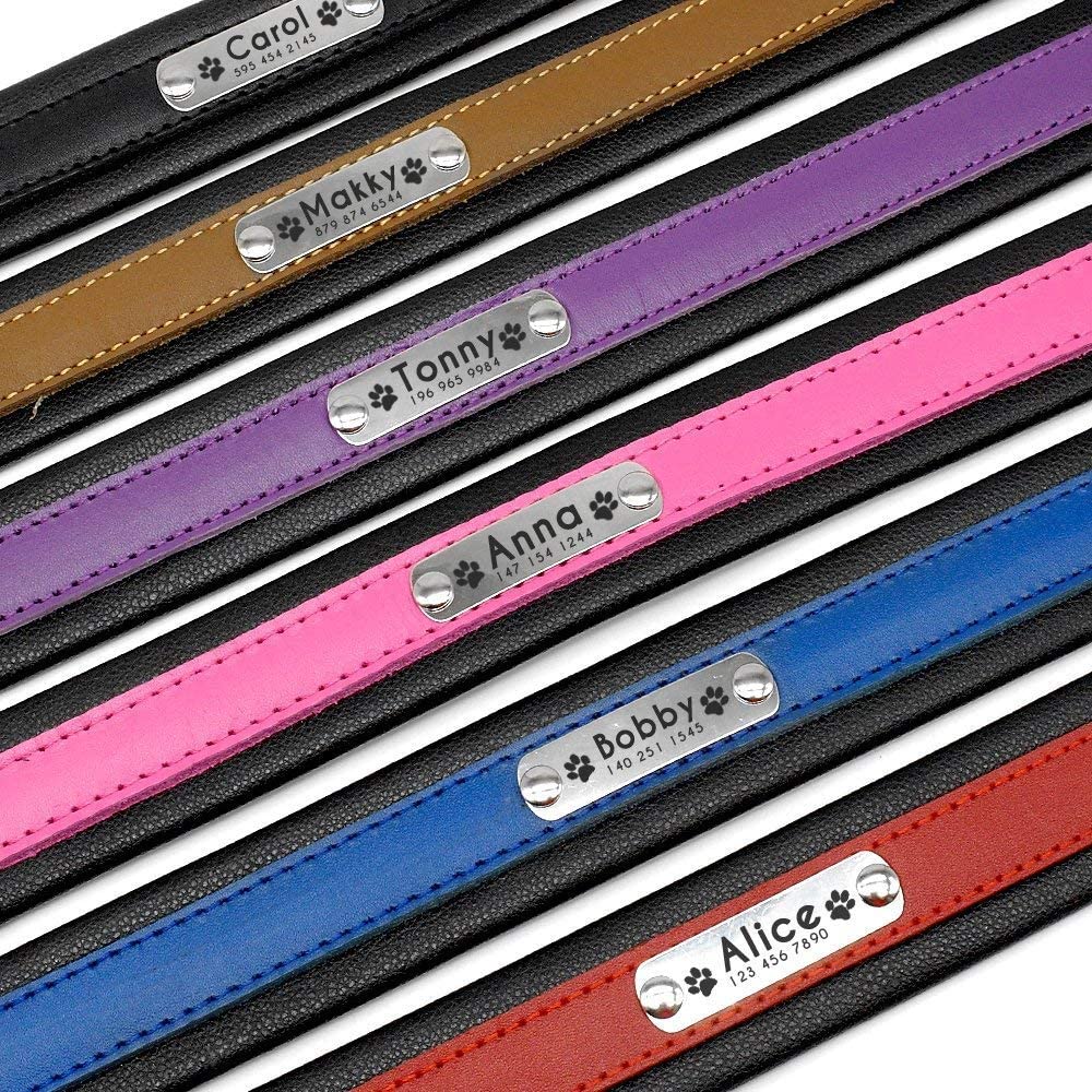  PET ARTIST Collar para Perro con Nombre de Perro Grabado Personalizado de Piel Acolchada para Mascotas, Etiquetas de identificación para Mascotas 