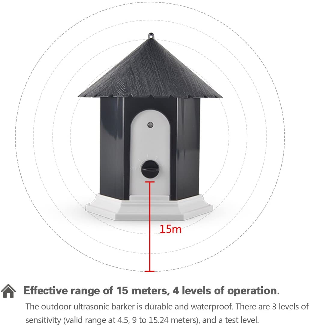  PETCUTE Dispositivos antiladridos sónicos,Controlador Interior ultrasónico al Aire Libre de la Corteza del Perro con Pilas inofensivo Dispositivo Anti Que descorteza 