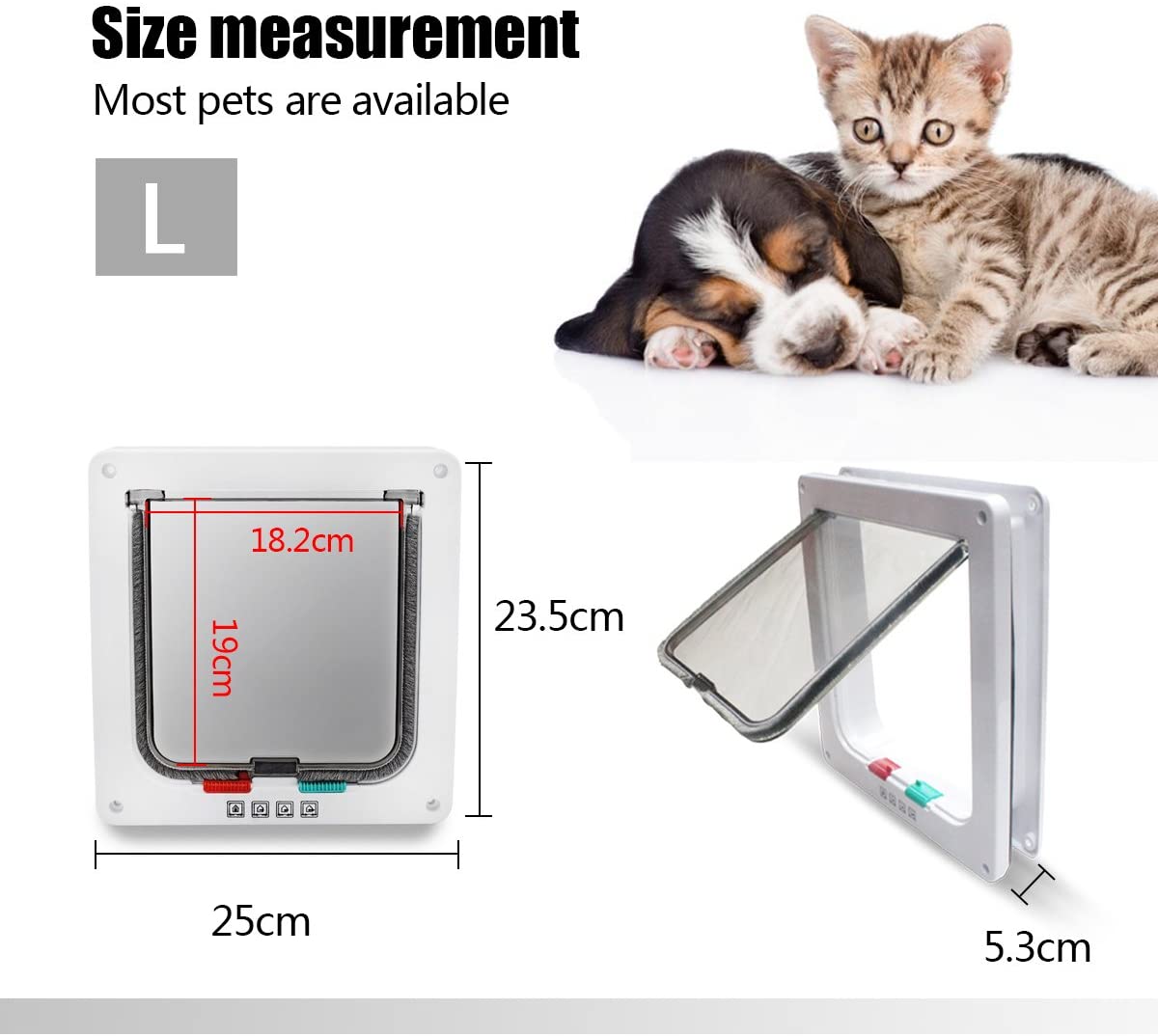  PETCUTE Gateras Puerta Magnética Puerta para Mascotas Manual de 4 vías de Bloqueo Puerta Gato y Perro 