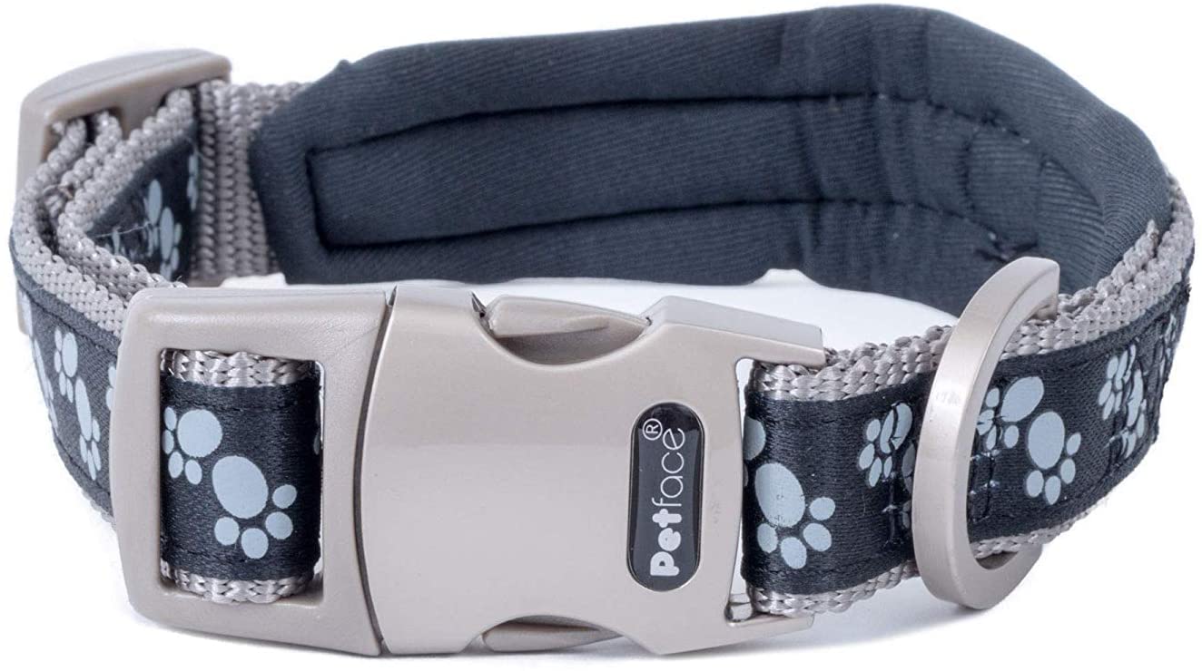  Petface Signature Collar Acolchado para Perro, de la Marca, Talla pequeña, con Lunares de Color Gris 