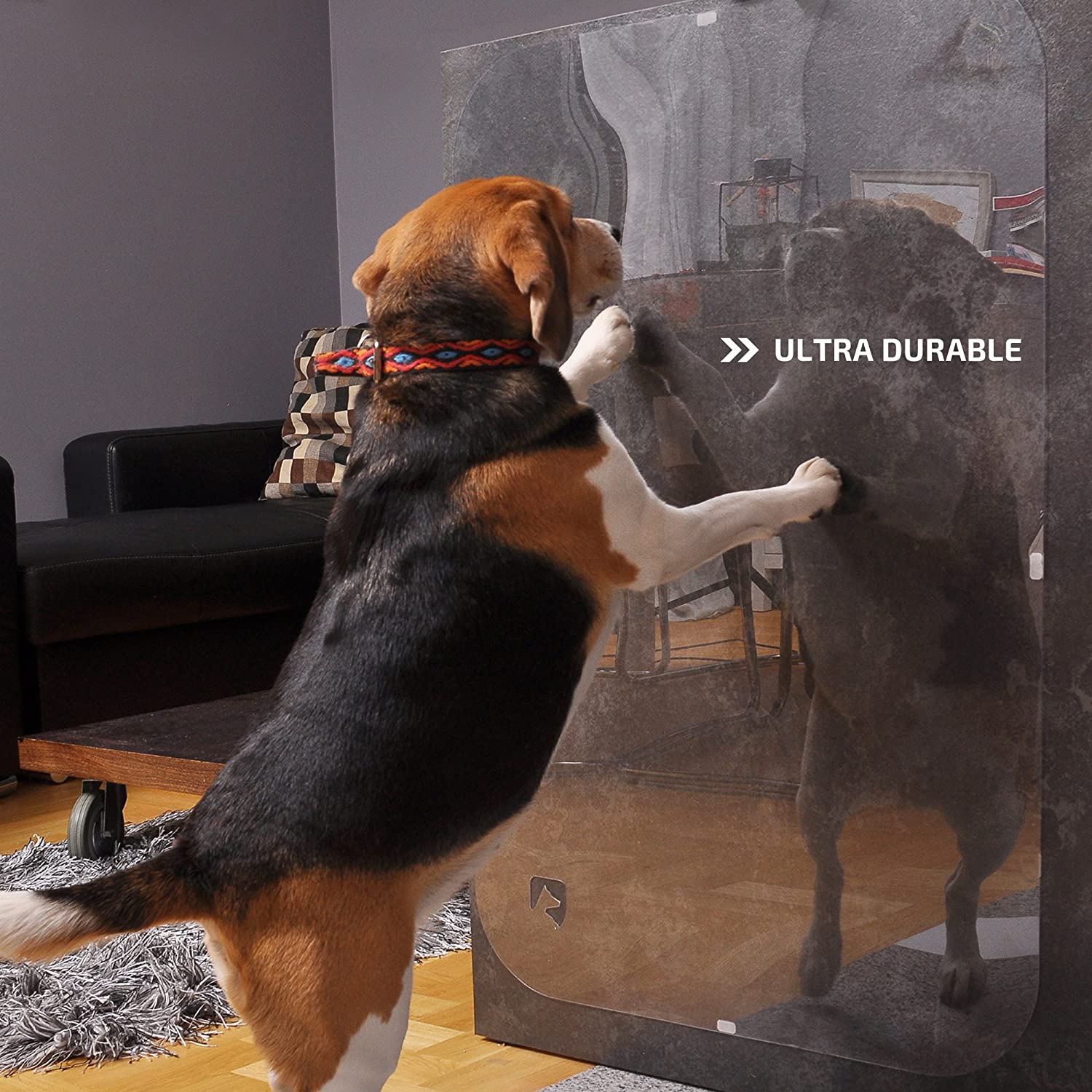  PETFECT Protector contra Arañazos para Puertas Premium 90 x 60 cm; Cubierta de Puertas para Perros para Uso Interior y Exterior - Transparente 