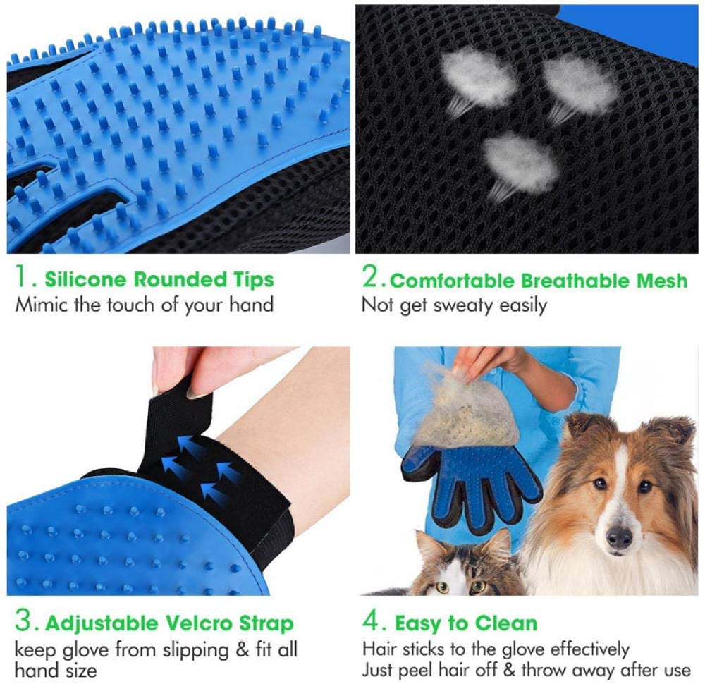  Pethomely Juguete de Silicona para Perro con Cepillo para desenredar, Suave y eficiente Guante de Aseo para Mascotas, Accesorios de Limpieza para Perros y Gatos 