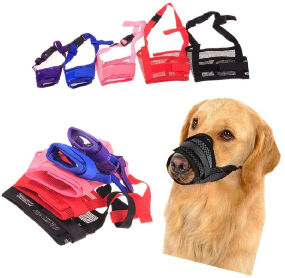  Pethomely Malla Ajustable Bozal de Perro Grande y pequeño Transpirable Bocado Anti ladrido Mordedura Boza de Perro Productos de Entrenamiento Accesorios para Mascotas 