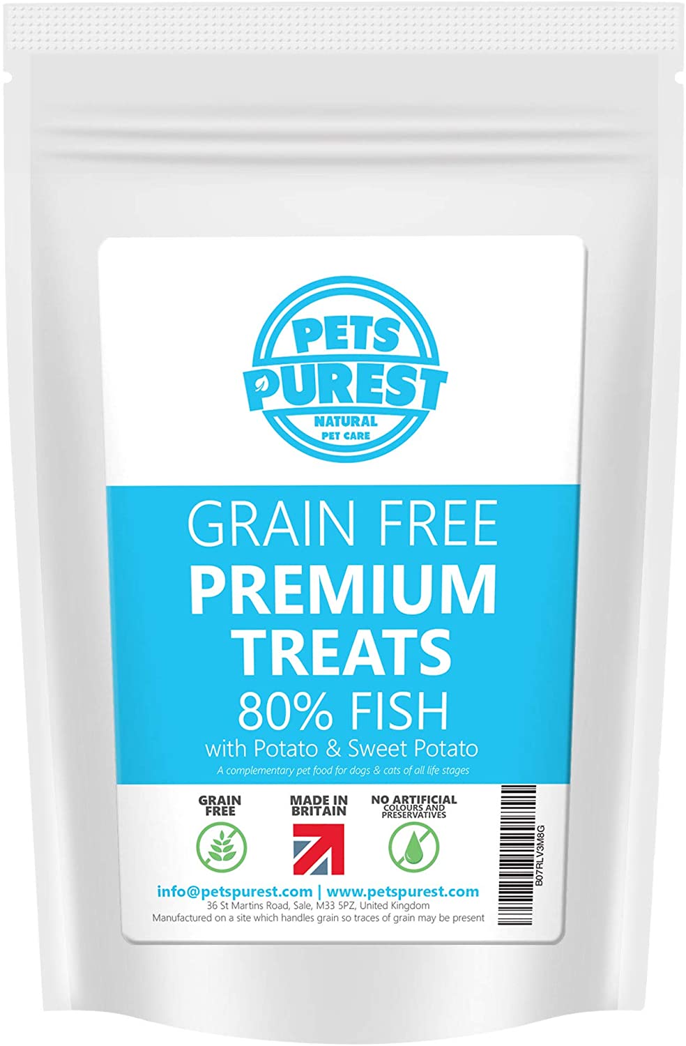  Pets Purest Golosinas hipoalergénicas con un Paquete de golosinas 100% Natural, Sabroso y Saludable 800 y 80% de proteínas Frescas para Perros y Gatos con estómagos sensibles (Aves de Corral) Pez 