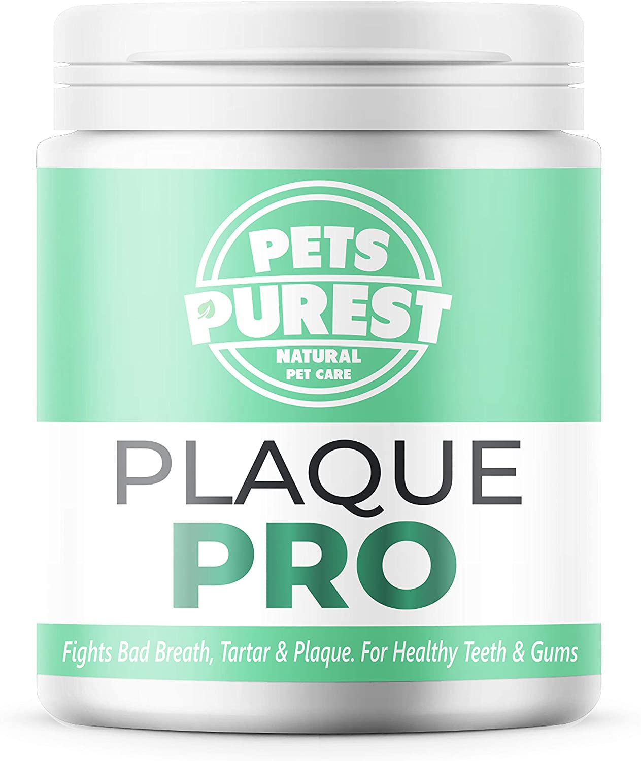  Pets Purest Polvo para Eliminación de Sarro y Placa para Perros, Cachorros y Gatos (180g) Plaque Clean 100% Natural para Animales. Limpia y Cuida Dientes Blancos y Encías. Ayuda contra el Mal Aliento 