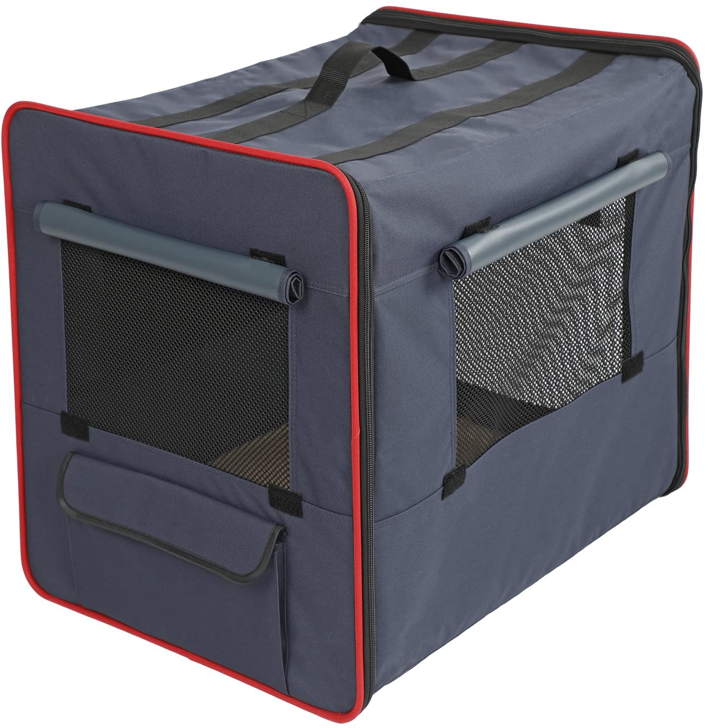  Petsfit - Transportín para mascotas de tela ligera, portátil y plegable, sirve como caseta suave para el perro con alfombrilla de forro polar grueso y suave, color gris 