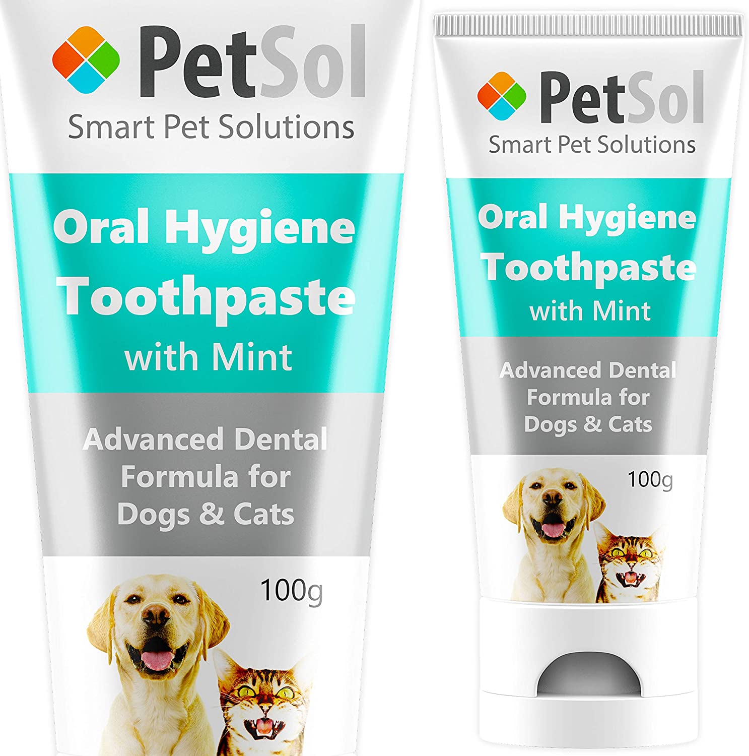  PetSol Pasta de Dientes para Perros y Gatos. Mejora la Salud de Las encías y los Dientes. Refresca el Aliento Elimina y Reduce la Placa y Tartar. Fresh Breath Dental Care Limpieza de Dientes (Menta) 