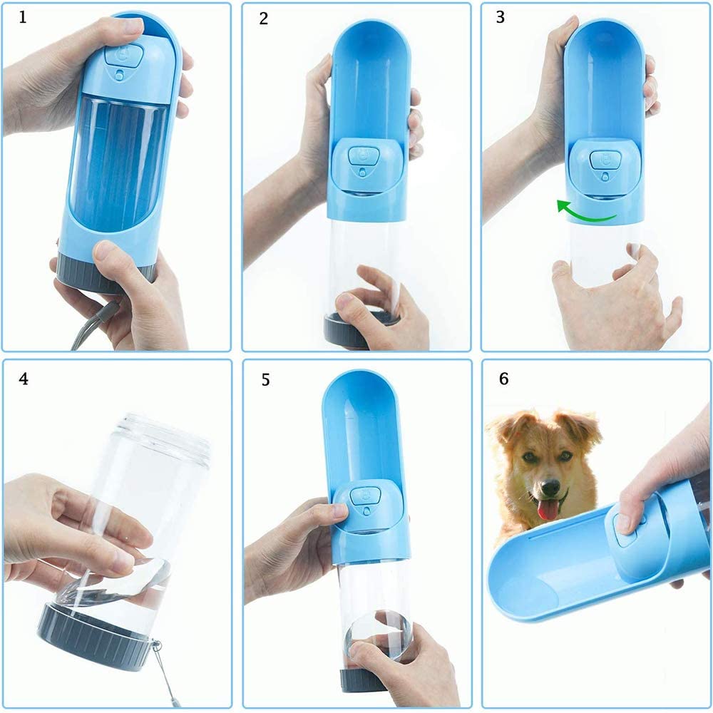  PETSUPPLY Botella De Agua Portátil para Mascotas, Dispensador De Taza De Agua De Viaje para Perros, Cajón Antibacteriano Reversible A Prueba De Fugas, Recipiente para Botella De Bebida Al Aire Libre 