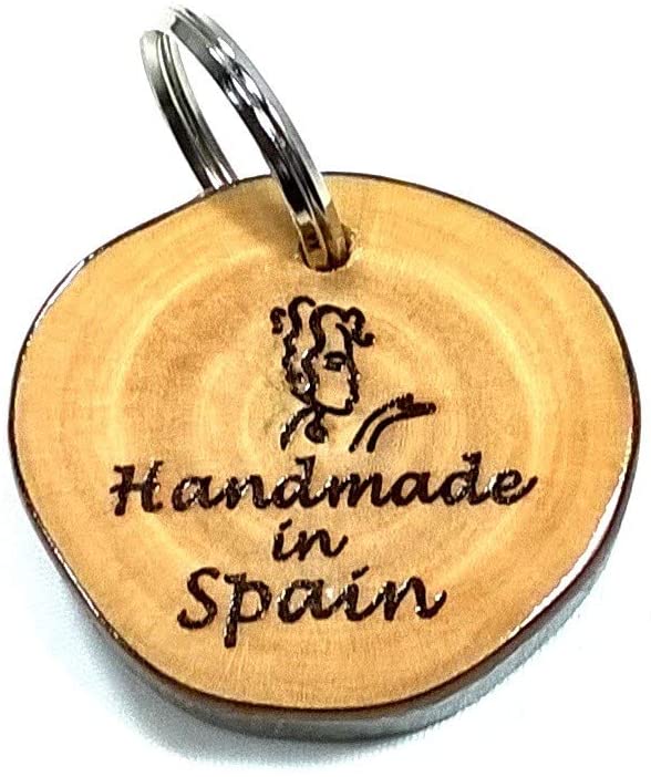  Placa Identificación para Perro y Gato, Etiqueta Identificativa Personalizada, Grabado de Nombre, Teléfono y Dirección, Madera Olivo, Llavero Acero Inoxidable, Pequeño, Mediano, Grande & Extra Grande 