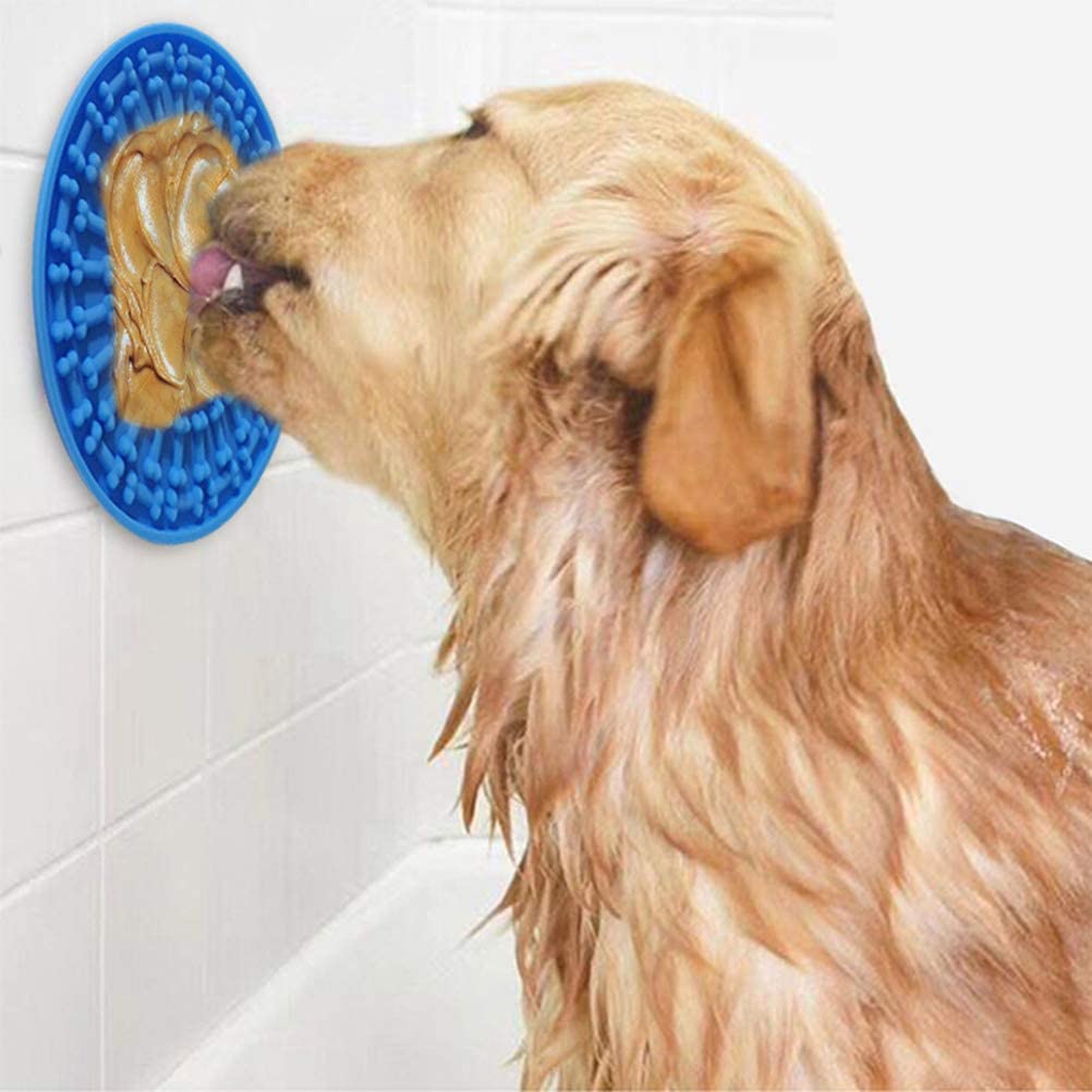  POPETPOP Almohadilla Lamer de Perros para Ducha, Compañero de Ducha para Mascotas, Dispositivo de Distracción para Lavado de Perros, Hacer Que la Hora del Baño Divertida (Azul) 