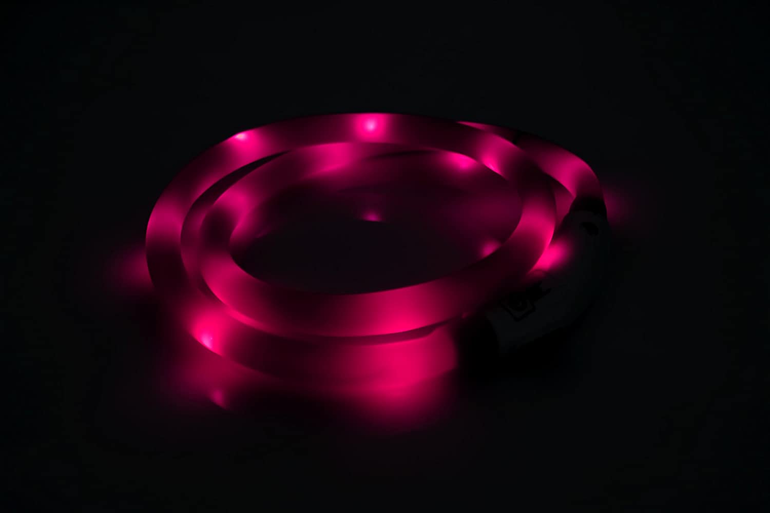  PRECORN LED USB Silicona Collar de Perro Luminoso Rosado Collar Seguridad Cuello Tubo Recargable 